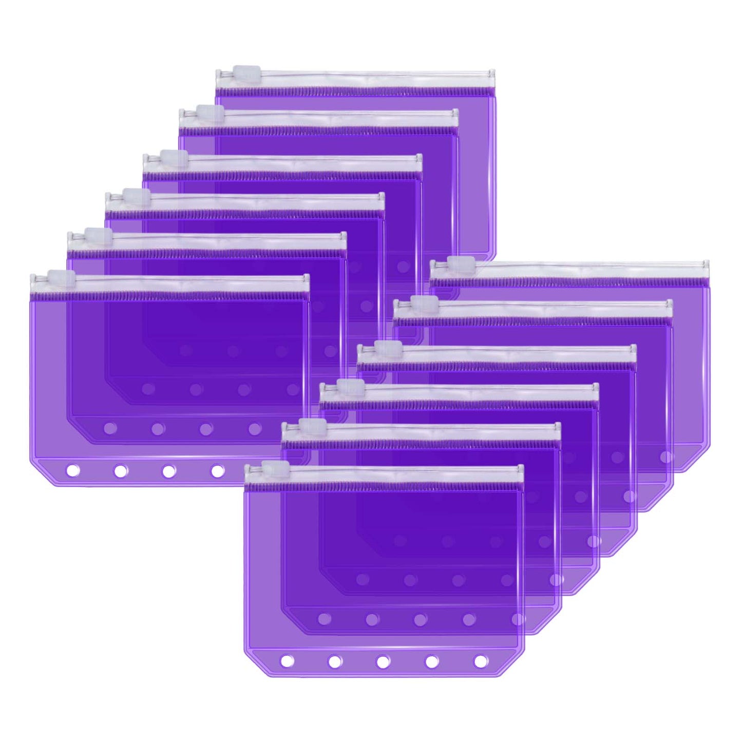 12pcs A8 Binder Pockets PVC Zipper Pouch Loose Leaf 5 Holes Binder Pouch Cash Envelopes