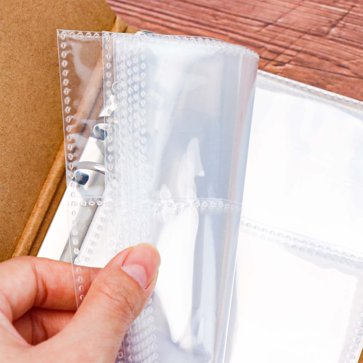 20pcs A6 Card Sleeves Binder Sheets Clear PP Double Sided Pockets Photocard Sleeves Loose Leaf 6 Holes A6 Binder Pockets