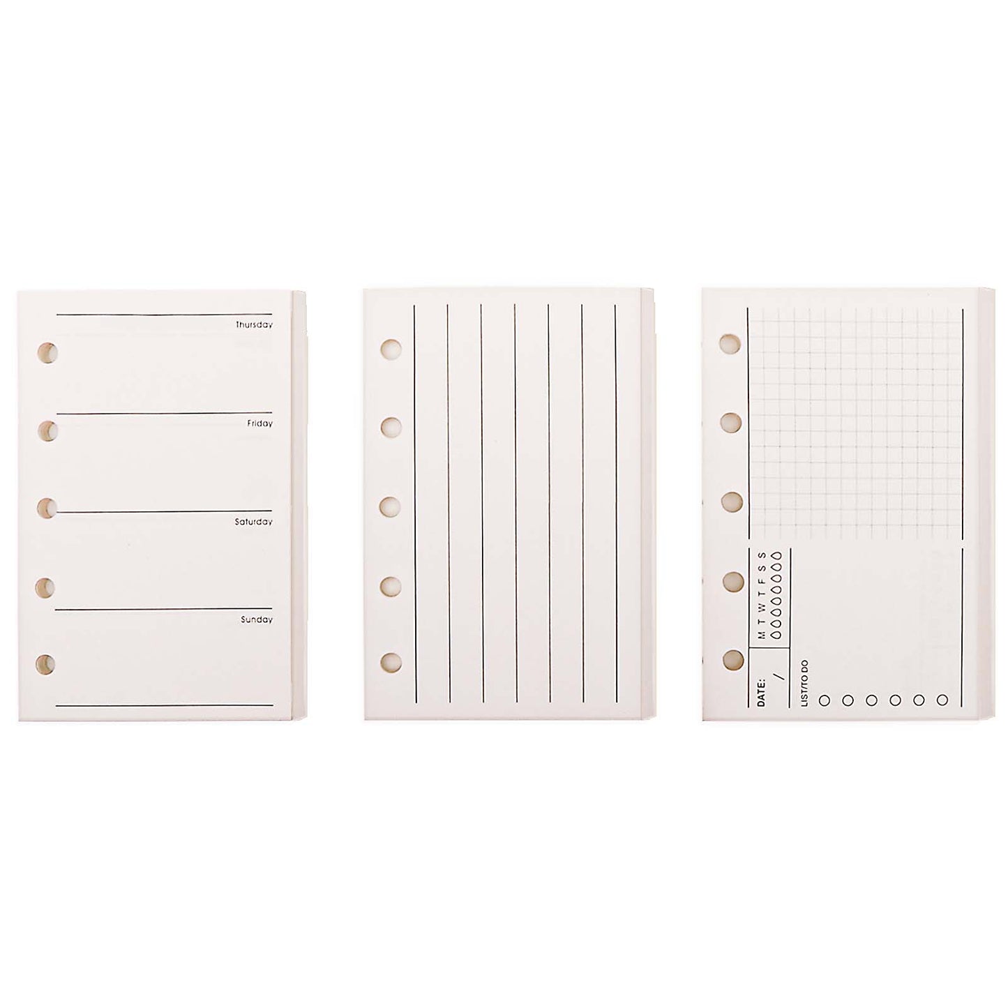 3 Pack A8 Refill Paper 120 Sheets Loose Leaf Paper M5-5 Hole Binder Paper A8 Notebook Filler Paper