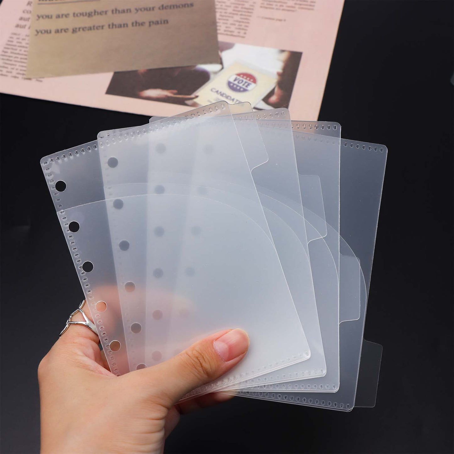 A6 A7 Cash Envelopes Double Pocket Budget Envelopes Zippless Cash Stuffing Envelopes 6 Holes Binder Pocket Divider