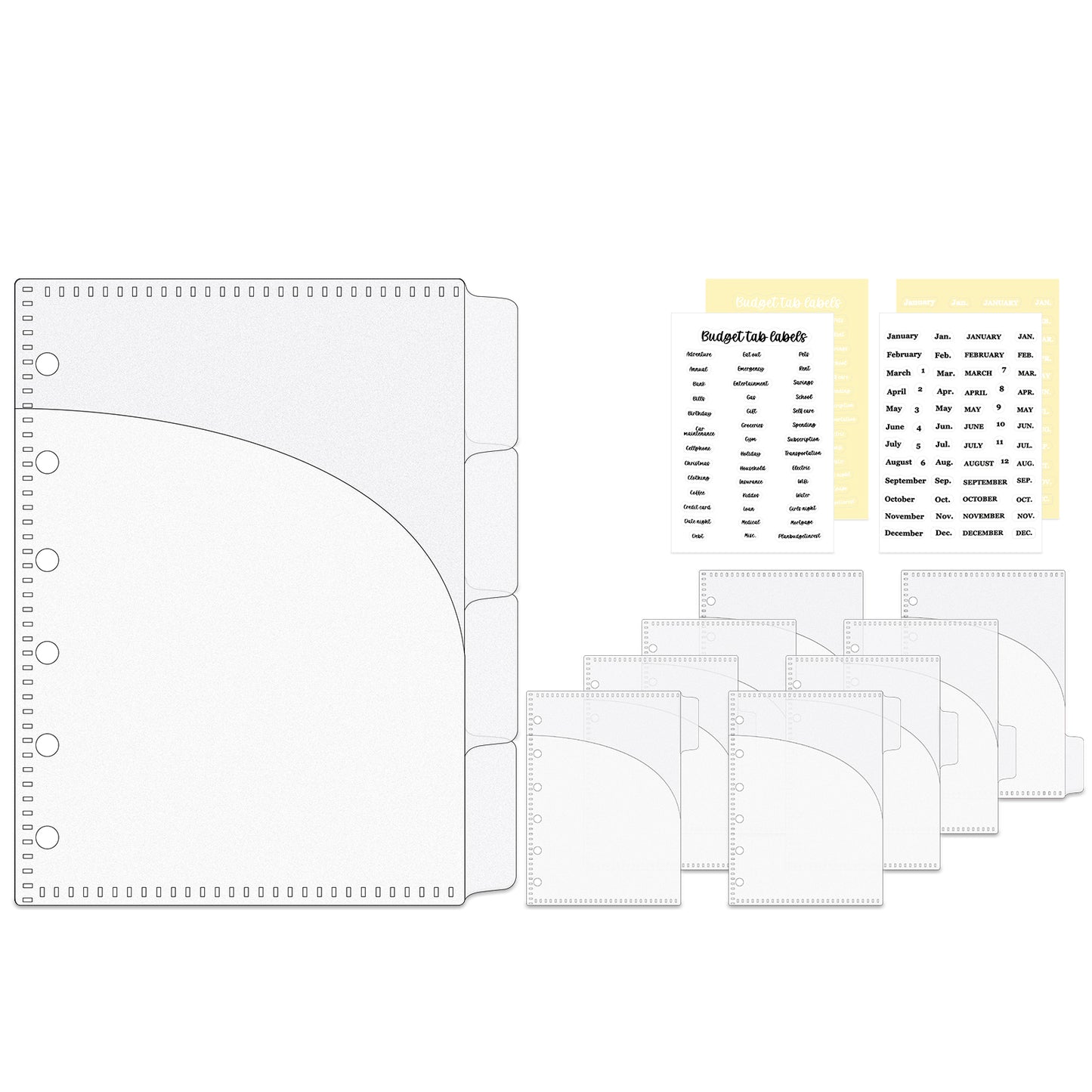 A7 Double Pockets Cash Envelopes 3 Set 4 Tabs Money Organizer Loose Leaf Bill Holder Budget Envelopes for 6 Ring Binder