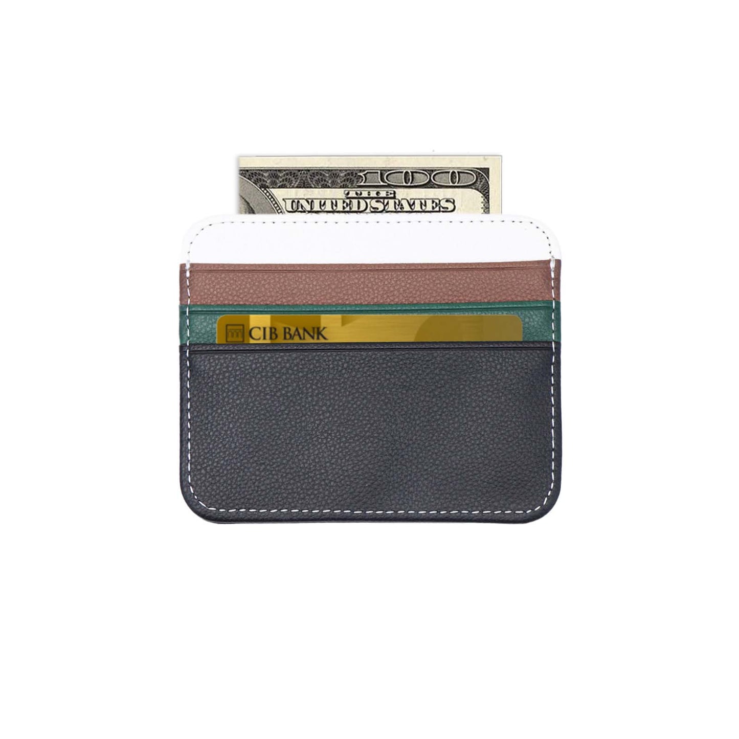 1pc Credit Card Holder Wallet PU Leather Slim Wallet Credit Card Case with 1 Pocket and 6 Card Slots