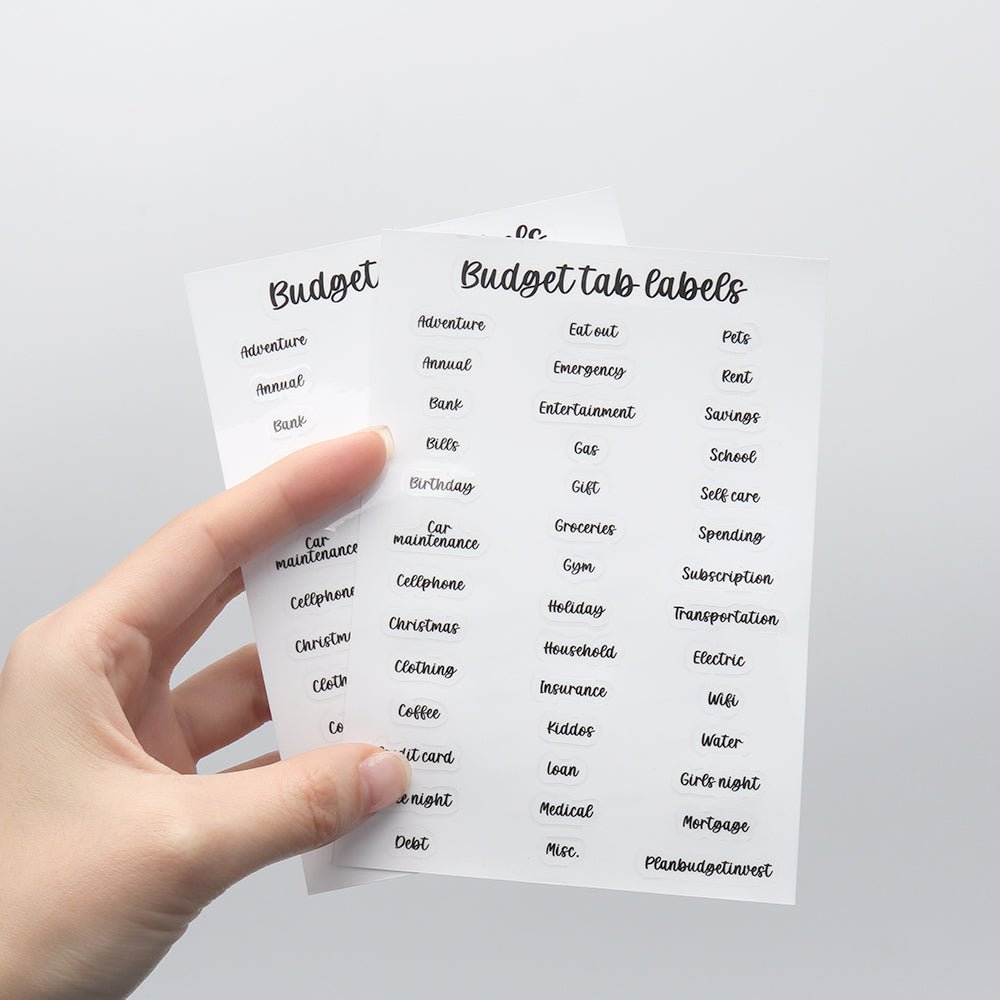 10 Sheets Cash Envelope Label Stickers Budget Tab Labels Waterproof Vinyl Sticker Finance Planner Stickers