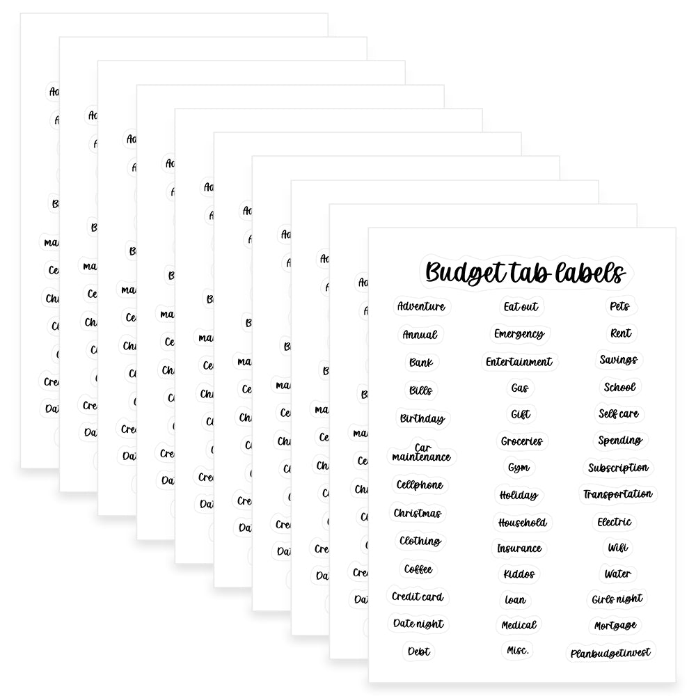 10 Sheets Cash Envelope Label Stickers Budget Tab Labels Waterproof Vinyl Sticker Finance Planner Stickers