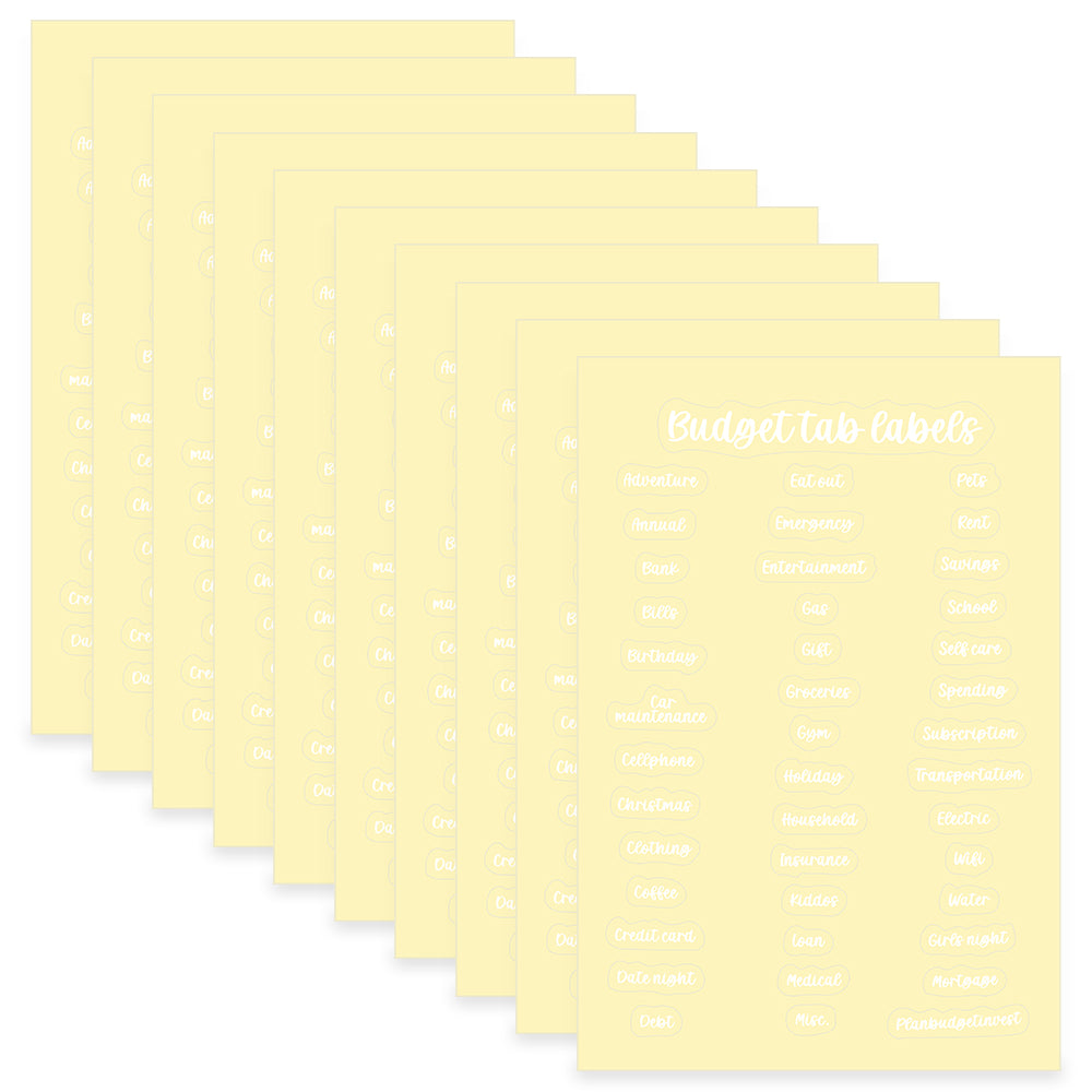 10 Sheets Cash Envelope Label Stickers Budget Tab Labels Waterproof Vinyl Sticker Finance Planner Stickers