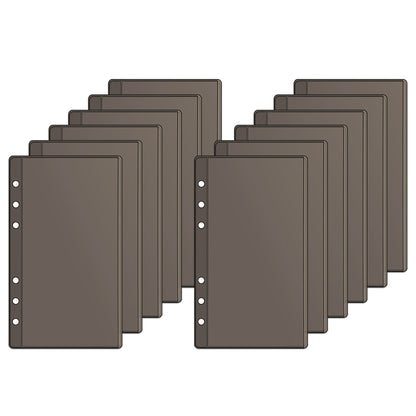 A6/Mini Binder Pockets 12pcs PVC Side Open Binder Pouches Money Holder Loose Leaf Cash Envelopes for Budgeting