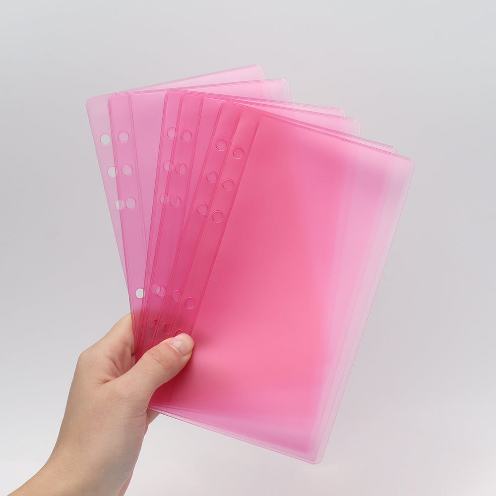 A6/Mini Binder Pockets 12pcs PVC Side Open Binder Pouches Money Holder Loose Leaf Cash Envelopes for Budgeting