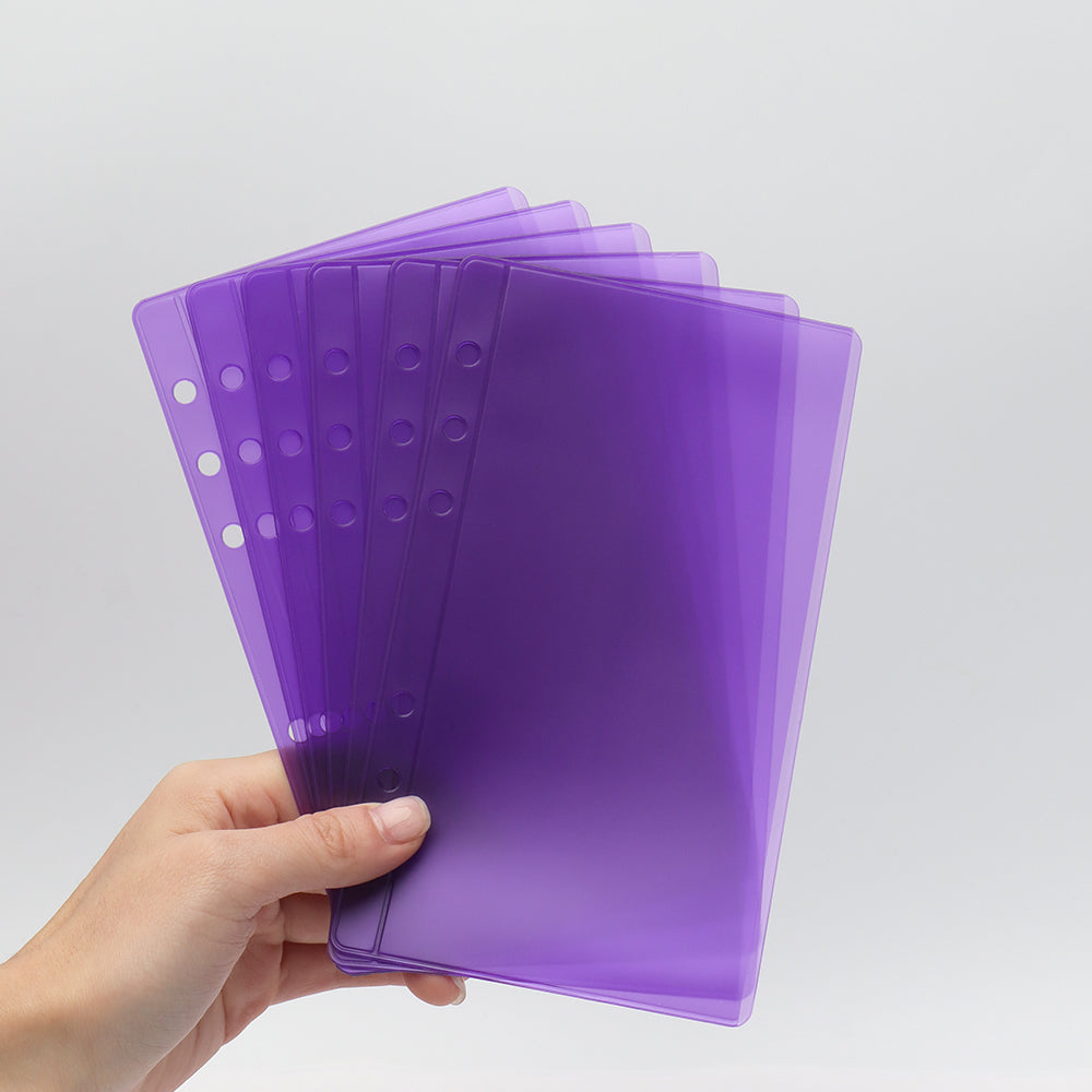 A6/Mini Binder Pockets 12pcs PVC Side Open Binder Pouches Money Holder Loose Leaf Cash Envelopes for Budgeting