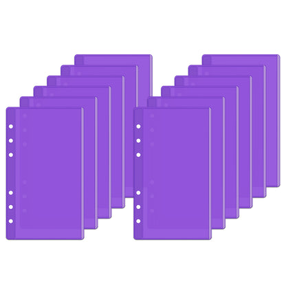 A6/Mini Binder Pockets 12pcs PVC Side Open Binder Pouches Money Holder Loose Leaf Cash Envelopes for Budgeting