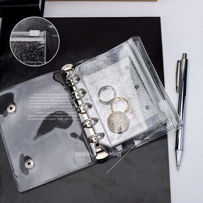 12pcs A8 Binder Pockets PVC Zipper Pouch Loose Leaf 5 Holes Binder Pouch Cash Envelopes