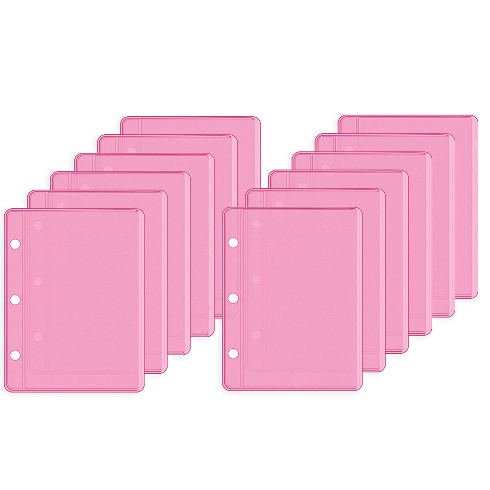 A6/Mini Binder Pockets 12pcs PVC Side Open Binder Pouches Money Holder Loose Leaf Cash Envelopes for Budgeting