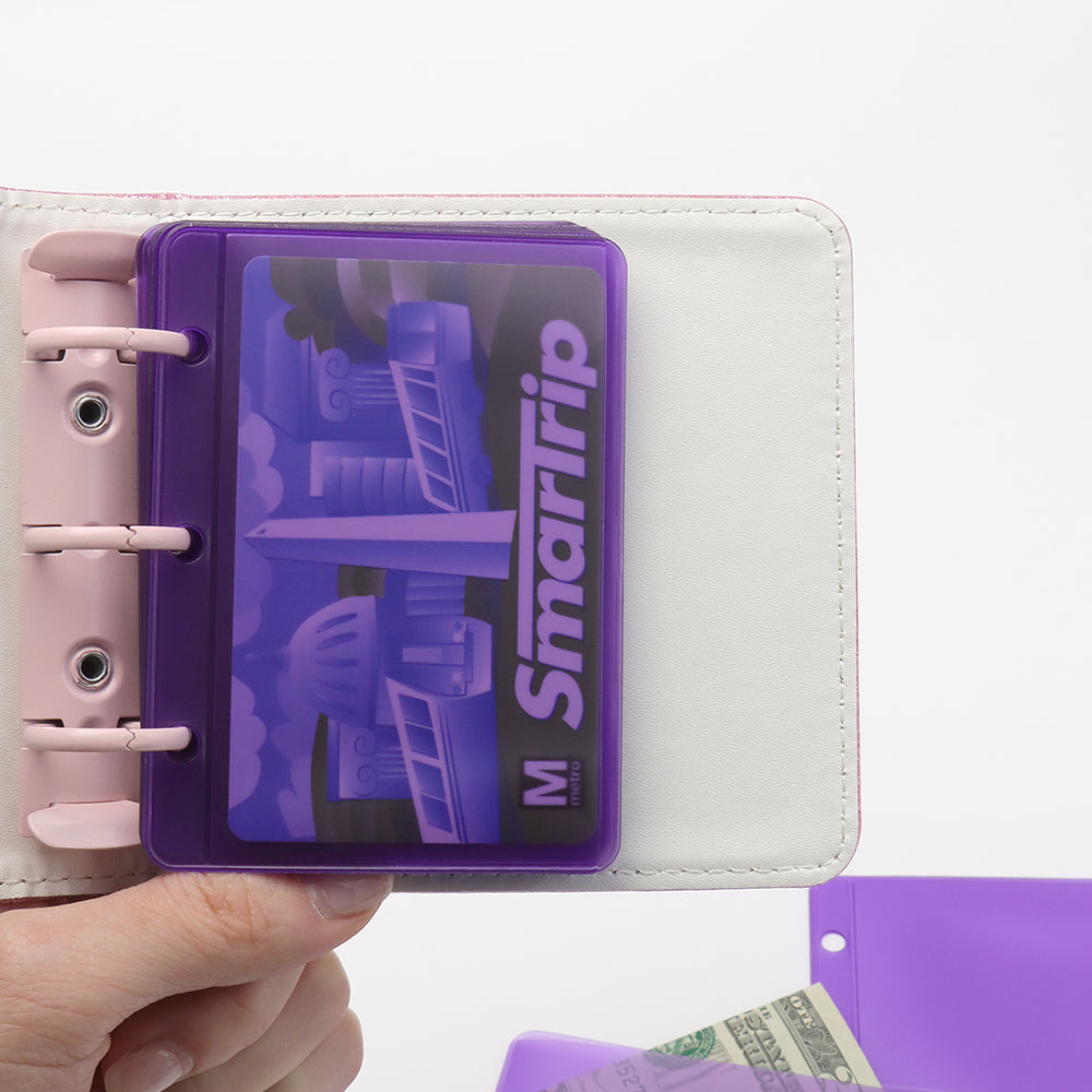 A6/Mini Binder Pockets 12pcs PVC Side Open Binder Pouches Money Holder Loose Leaf Cash Envelopes for Budgeting