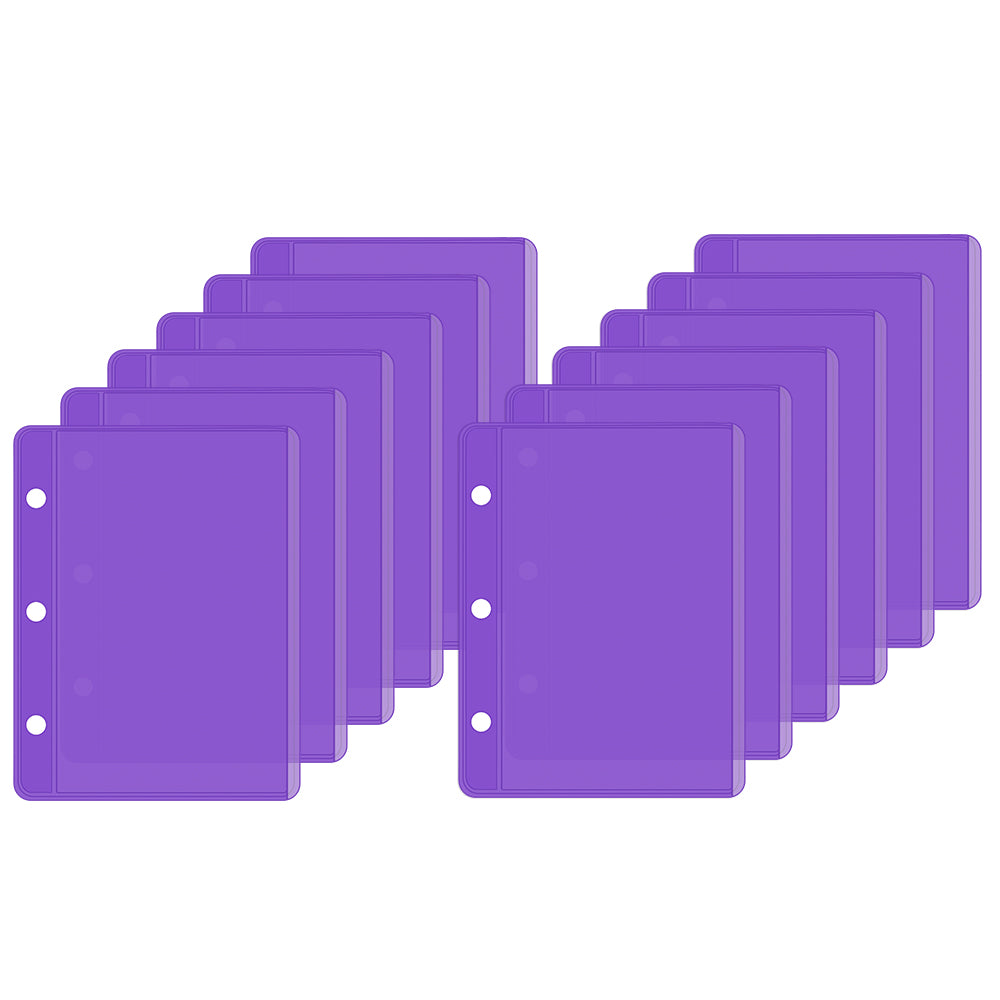 A6/Mini Binder Pockets 12pcs PVC Side Open Binder Pouches Money Holder Loose Leaf Cash Envelopes for Budgeting