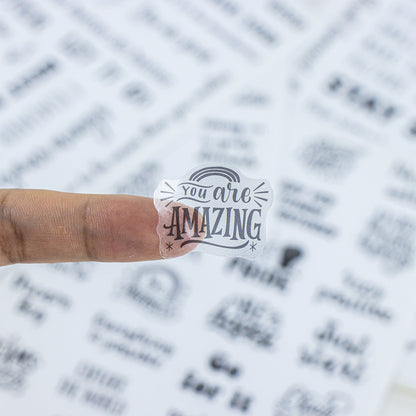 XiowDow 105pcs Transparent Inspirational Word Stickers Different Motivational Saying Sticker 4 Sheets Positive Quote Stickers Scrapbooks Journaling Water Bottles Reward Encouraging