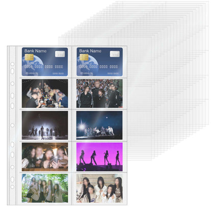 20pcs A4 Photocard Sleeves Clear PP Multi-Pocket Binder Sleeves Loose Leaf 11 Holes Binder Pockets Photo Card Protectors