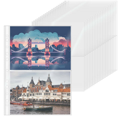 20pcs A4 Photocard Sleeves Clear PP Multi-Pocket Binder Sleeves Loose Leaf 11 Holes Binder Pockets Photo Card Protectors