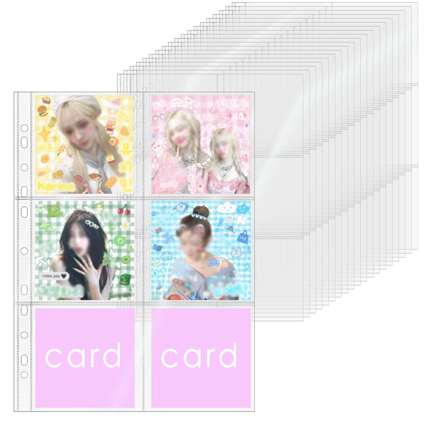 20pcs A4 Photocard Sleeves Clear PP Multi-Pocket Binder Sleeves Loose Leaf 11 Holes Binder Pockets Photo Card Protectors