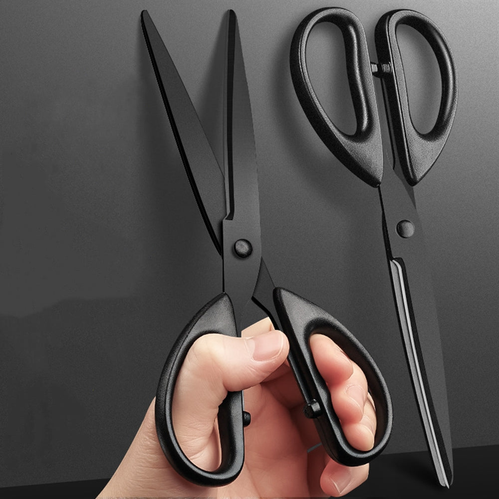 AxeWoodz 7 Inch Black Office Scissors All Purpose Scissor Stainless Steel Blade Shears Straight ABS Handle Scissors
