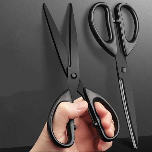 AxeWoodz 7 Inch Black Office Scissors All Purpose Scissor Stainless Steel Blade Shears Straight ABS Handle Scissors