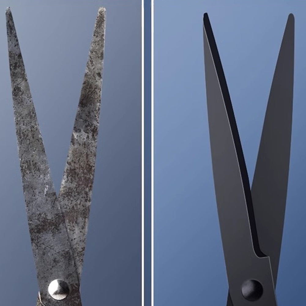 AxeWoodz 7 Inch Black Office Scissors All Purpose Scissor Stainless Steel Blade Shears Straight ABS Handle Scissors