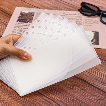 A6/A7 6pcs Cash Envelopes PP Zipless Budget Envelopes 2 Pocket Planner Inserts for 6 Ring Binder