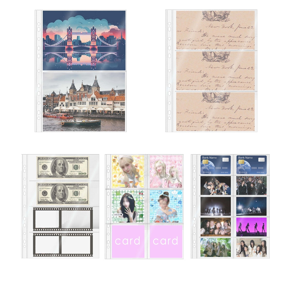 20pcs A4 Photocard Sleeves Clear PP Multi-Pocket Binder Sleeves Loose Leaf 11 Holes Binder Pockets Photo Card Protectors