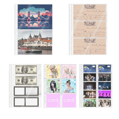 20pcs A4 Photocard Sleeves Clear PP Multi-Pocket Binder Sleeves Loose Leaf 11 Holes Binder Pockets Photo Card Protectors
