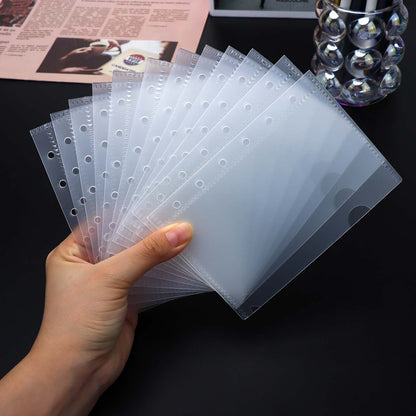 A5 A6 A7 Cash Envelopes 12pcs Frosted Translucent PP Budget Envelopes Loose Leaf 6 Holes Binder Pockets