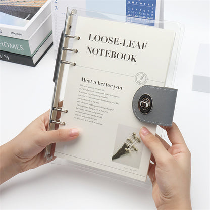 A5 Locker Closure Clear PVC Notebook 90 Sheets Refillable Paper Refills Loose Leaf Journal Planners