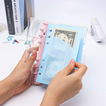 A6 A7 Cash Envelopes Double Pocket Budget Envelopes Zippless Cash Stuffing Envelopes 6 Holes Binder Pocket Divider