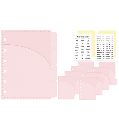 A7 Double Pockets Cash Envelopes 3 Set 4 Tabs Money Organizer Loose Leaf Bill Holder Budget Envelopes for 6 Ring Binder