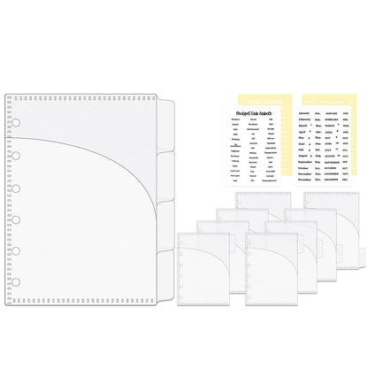 A7 Double Pockets Cash Envelopes 3 Set 4 Tabs Money Organizer Loose Leaf Bill Holder Budget Envelopes for 6 Ring Binder