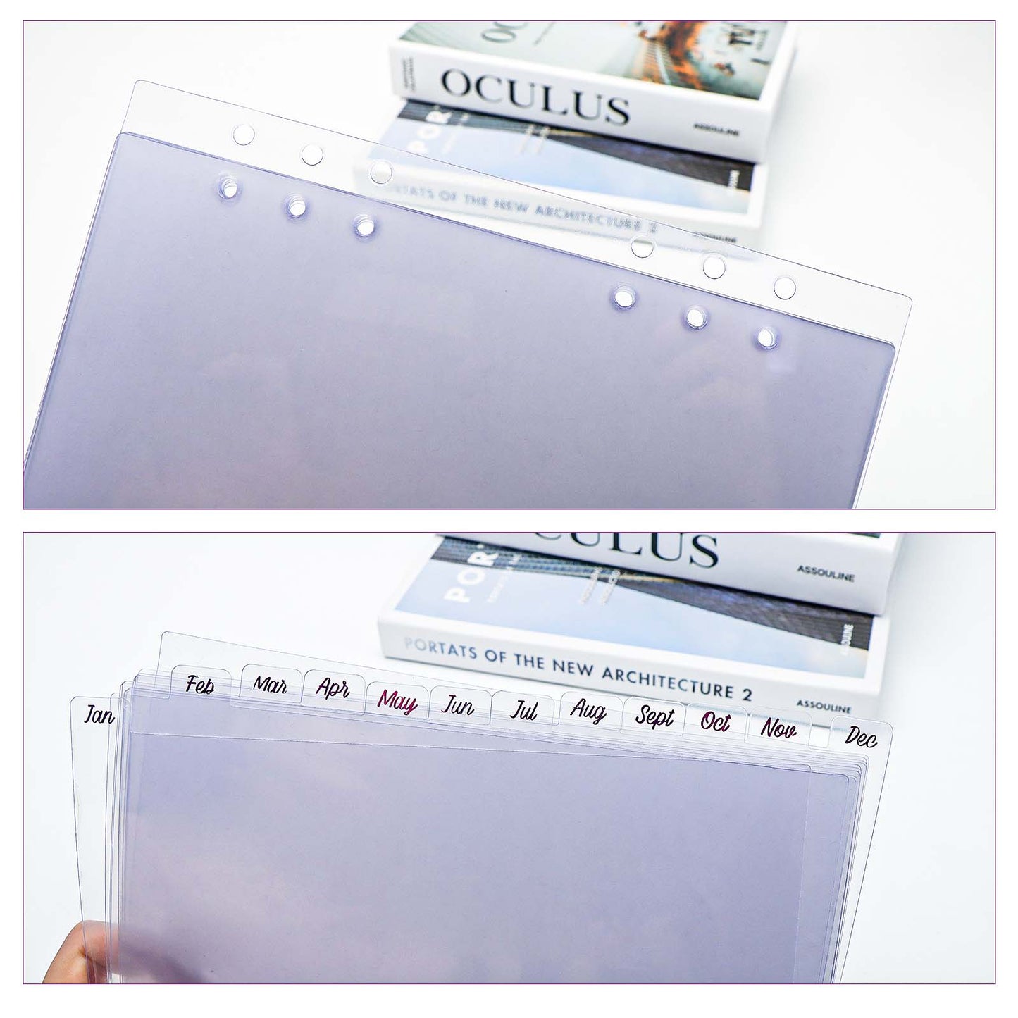 12 Tabs A5 Binder Index Dividers Monthly Red Foil Index Ear Divider for Loose Leaf Journal Binders