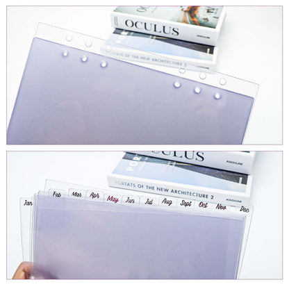 12 Tabs A5 Binder Index Dividers Monthly Red Foil Index Ear Divider for Loose Leaf Journal Binders