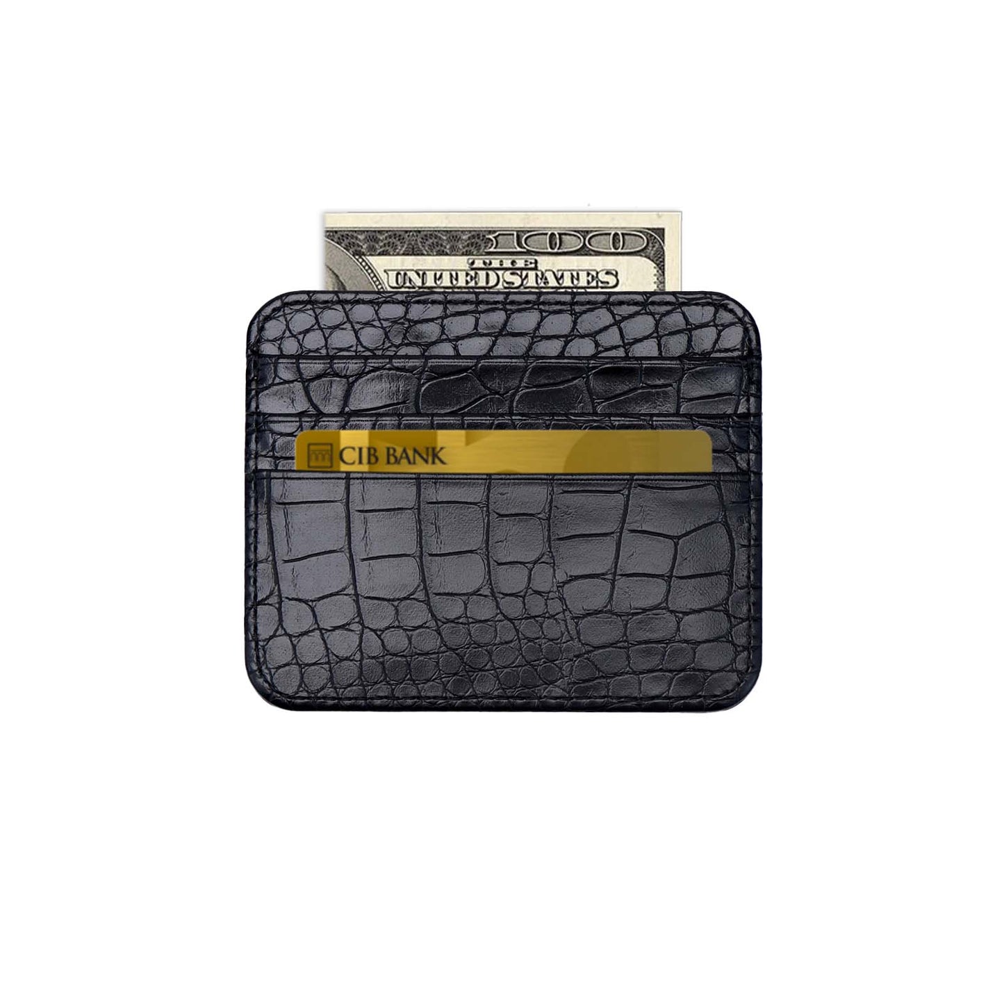 1pc Credit Card Holder Wallet PU Leather Slim Wallet Credit Card Case with 1 Pocket and 6 Card Slots