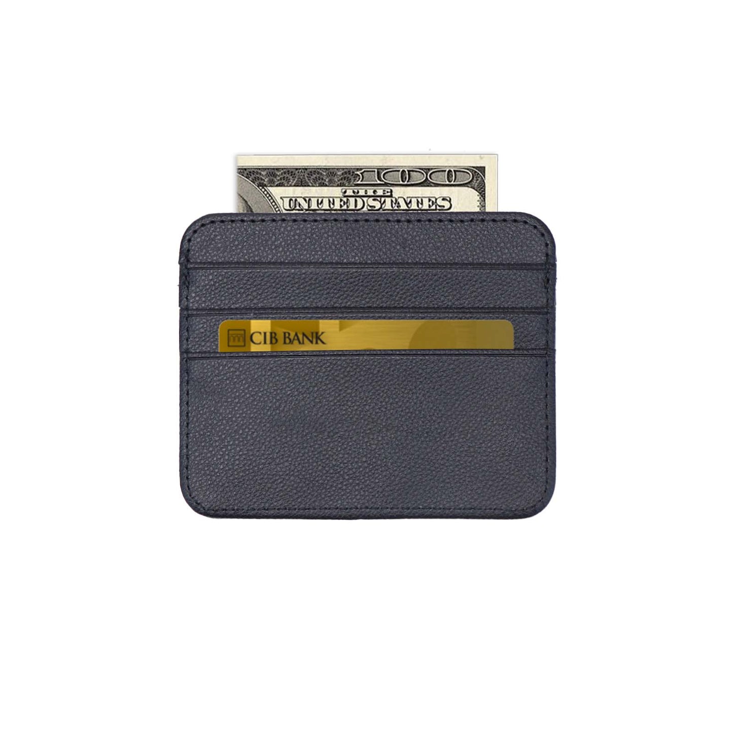 1pc Credit Card Holder Wallet PU Leather Slim Wallet Credit Card Case with 1 Pocket and 6 Card Slots