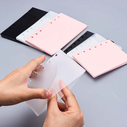 A6/A7 6pcs Cash Envelopes PP Zipless Budget Envelopes 2 Pocket Planner Inserts for 6 Ring Binder