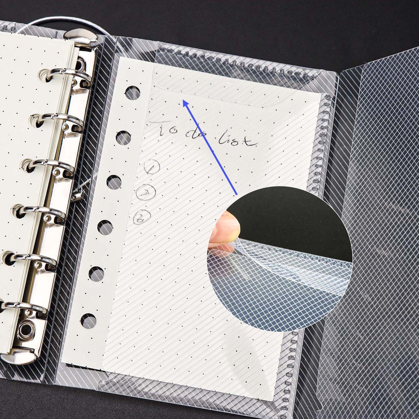 A6 A7 A8 PP Trifold Binder with Bandage Loose Leaf Folder Transparent Planner Binder