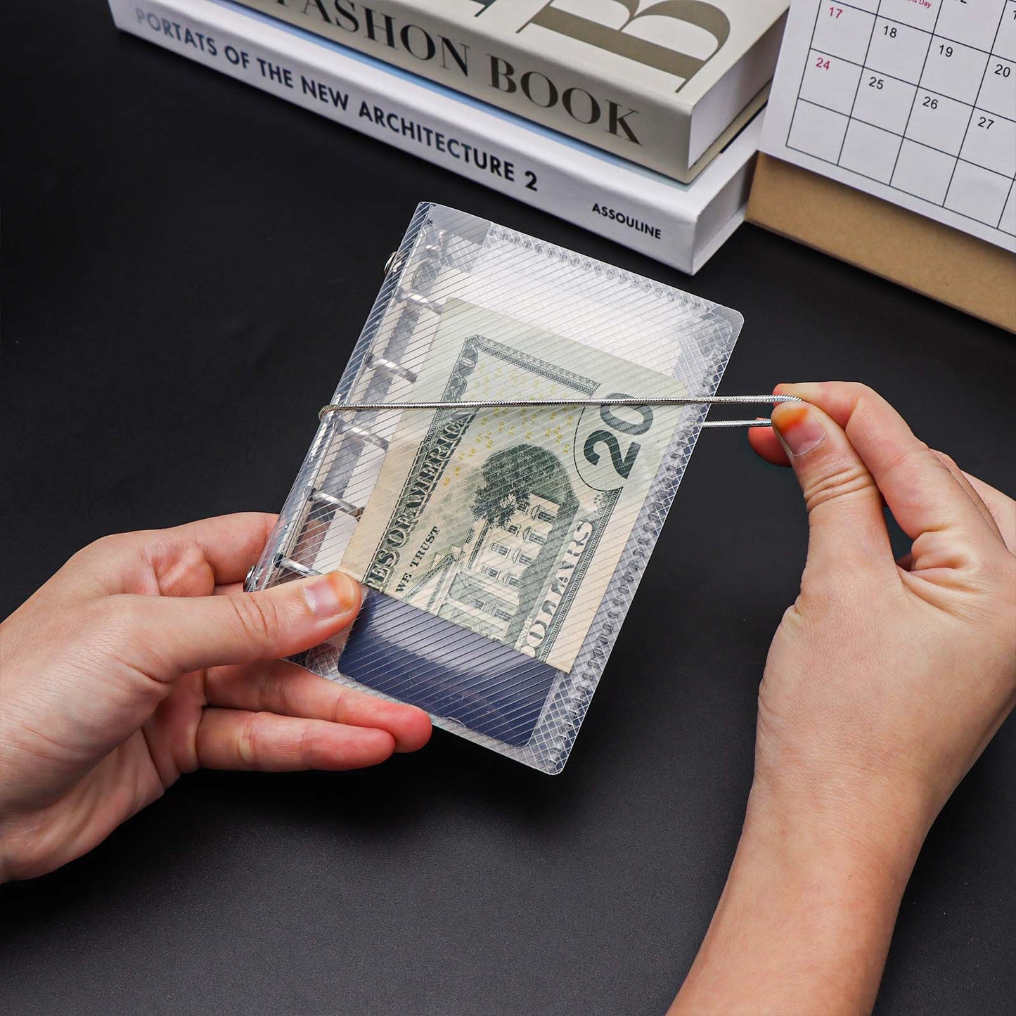 A6 A7 A8 PP Trifold Binder with Bandage Loose Leaf Folder Transparent Planner Binder