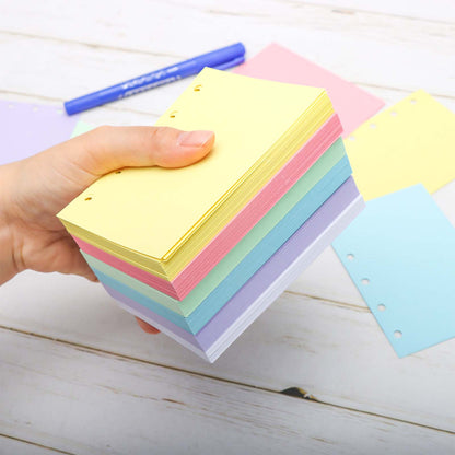 A8 Binder Paper Refill 300 Sheets Blank Filler Paper M5-5 Hole Memo Refills 6 Colors Loose Leaf Paper