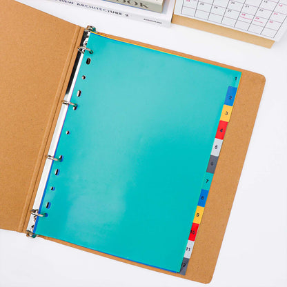A4 Binder Index Dividers 36pcs Binder Dividers 12 Tab 11 Holes Punched Binder Separators for 2/3/4/11 Ring Binders