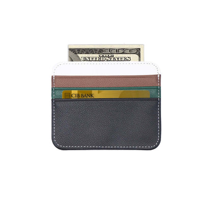 1pc Credit Card Holder Wallet PU Leather Slim Wallet Credit Card Case with 1 Pocket and 6 Card Slots