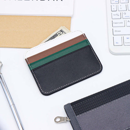 1pc Credit Card Holder Wallet PU Leather Slim Wallet Credit Card Case with 1 Pocket and 6 Card Slots