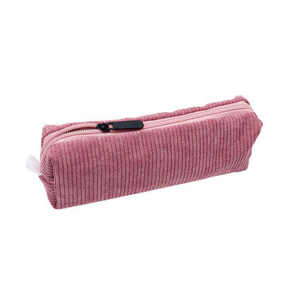 Corduroy Pencil Case Solid Zipper Pencil Pouch Soft Pen Bag Stationery Organizer Storage Bag
