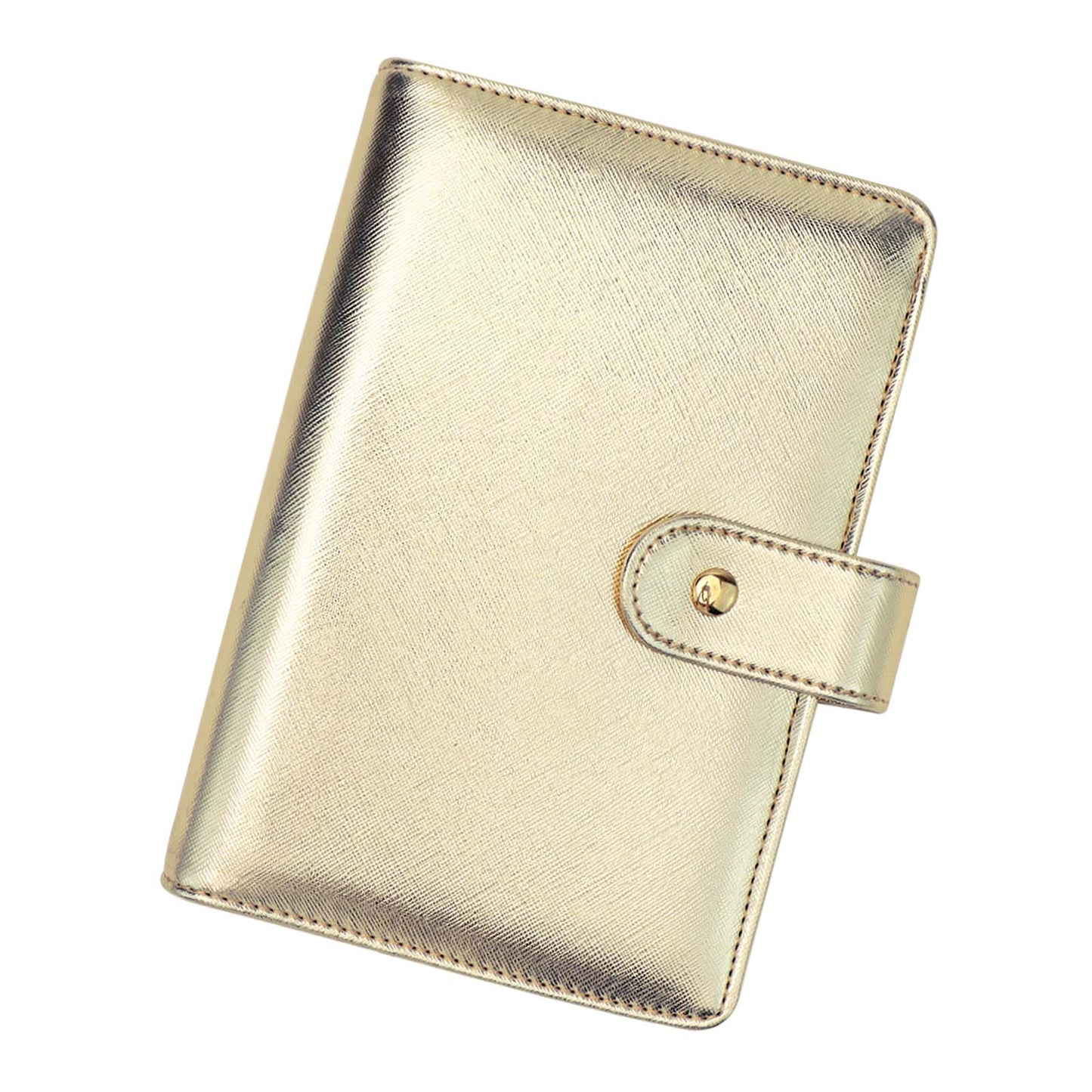 A6 Budget Binder PU Leather 6 Ring Binder Cover Refillable Notebook Shell with Snap Button Closure Card Slots