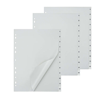 A4 Binder Index Dividers 36pcs Binder Dividers 12 Tab 11 Holes Punched Binder Separators for 2/3/4/11 Ring Binders