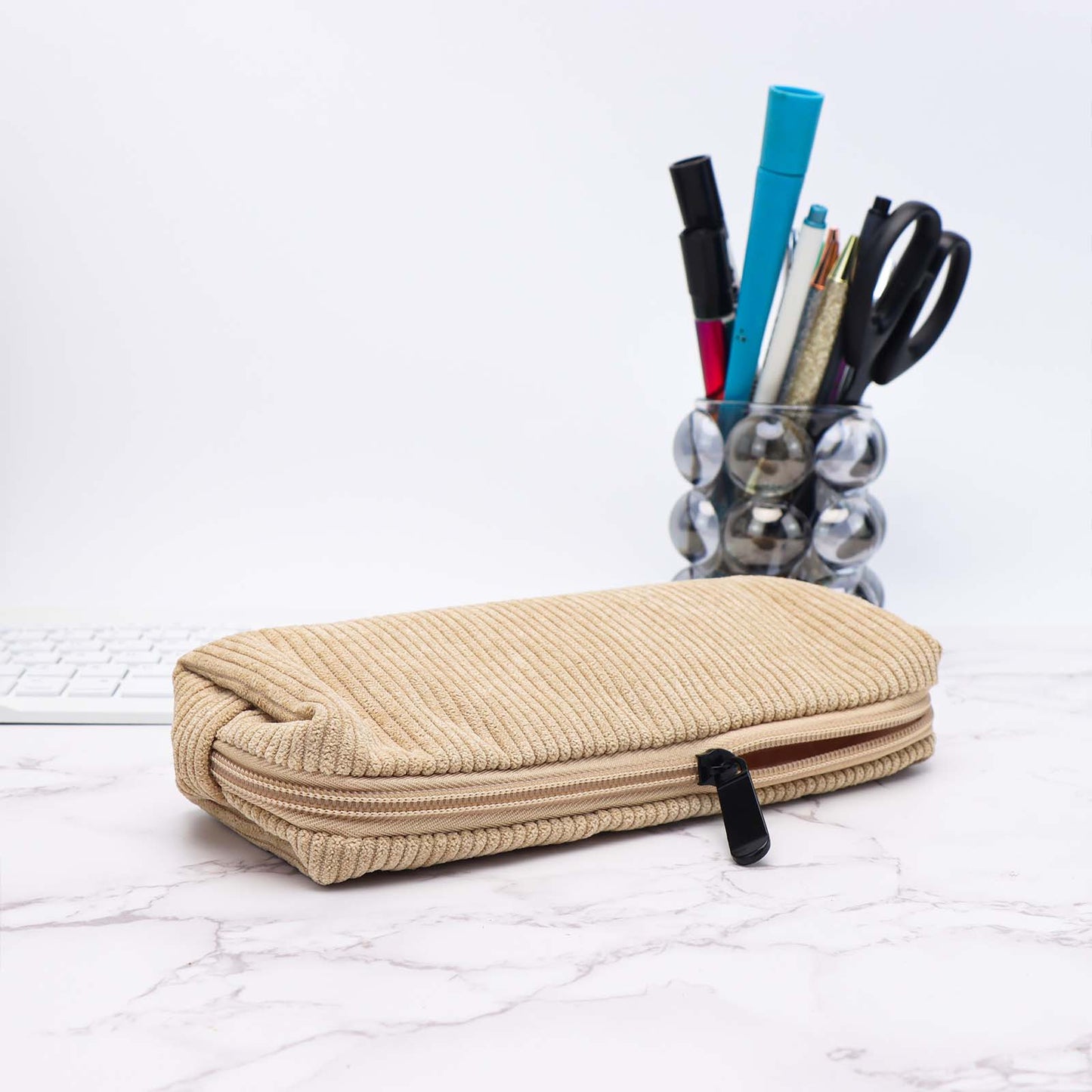 Corduroy Pencil Case Solid Zipper Pencil Pouch Soft Pen Bag Stationery Organizer Storage Bag