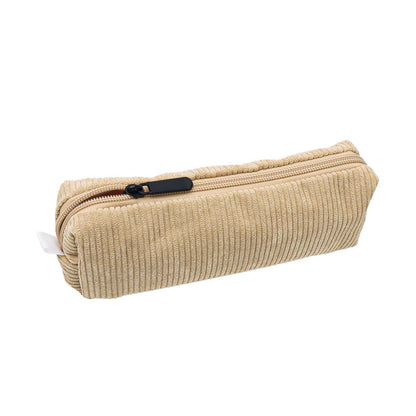 Corduroy Pencil Case Solid Zipper Pencil Pouch Soft Pen Bag Stationery Organizer Storage Bag