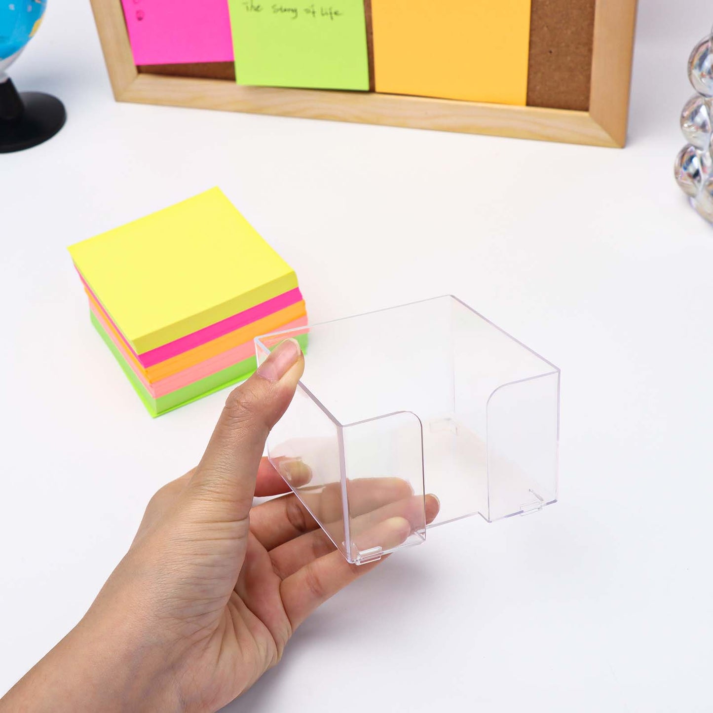 Non Sticky Notes 500 Sheets Note Pads with Clear Plastic Note Holder Reminders Memo Pad