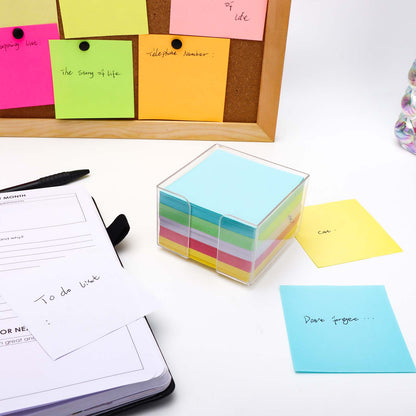 Non Sticky Notes 500 Sheets Note Pads with Clear Plastic Note Holder Reminders Memo Pad